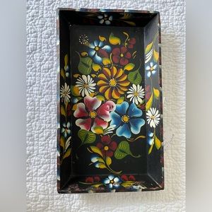 Vintage Mexican folk art wood tray
